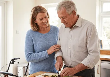 Care worker assisting client