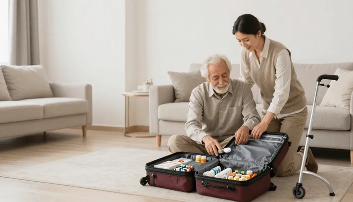Holiday care support preparing travel medication