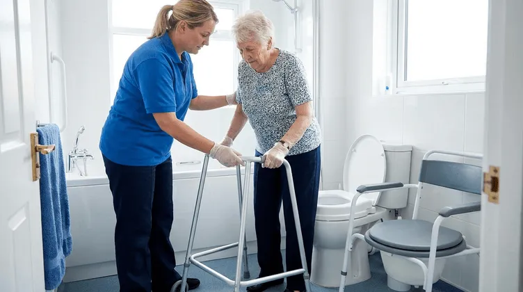 Health worker taking care of elderly patient